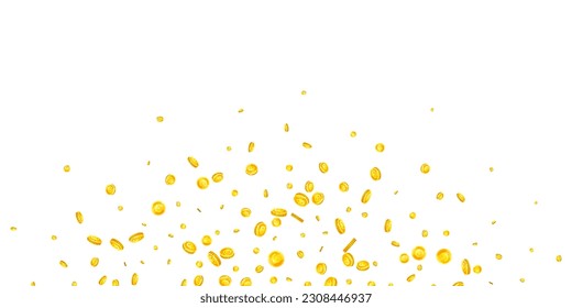 European Union Euro coins falling. Scattered gold EUR coins. Europe money. Global financial crisis concept. Wide vector illustration.
