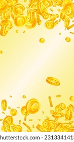 European Union Euro coins falling. Scattered gold EUR coins. Europe money. Great business success concept. Vector illustration.