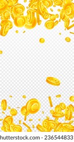 European Union Euro coins falling. Scattered gold EUR coins. Europe money. Global financial crisis concept. Vector illustration.