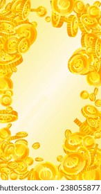 European Union Euro coins falling. Scattered gold EUR coins. Europe money. Global financial crisis concept. Vector illustration.