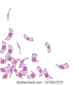 European Union Euro notes falling. Floating EUR bills on white background. Europe money. Appealing vector illustration. Flawless jackpot, wealth or success concept.