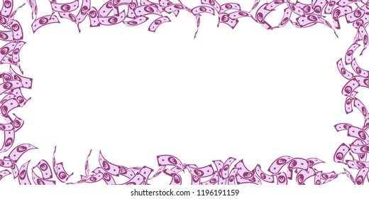 European Union Euro notes falling. Floating EUR bills on white background. Europe money. Astonishing vector illustration. Decent jackpot, wealth or success concept.