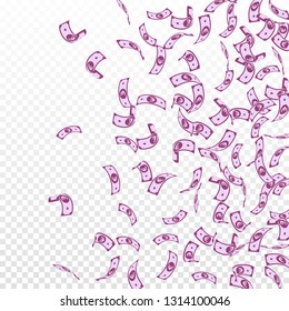 European Union Euro notes falling. Sparse EUR bills on transparent background. Europe money. Amusing vector illustration. Overwhelming jackpot, wealth or success concept.