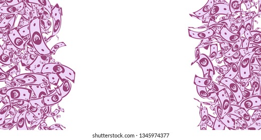 European Union Euro notes falling. Messy EUR bills on white background. Europe money. Artistic vector illustration. Unequaled jackpot, wealth or success concept.