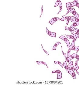 European Union Euro notes falling. Floating EUR bills on white background. Europe money. Appealing vector illustration. Delicate jackpot, wealth or success concept.