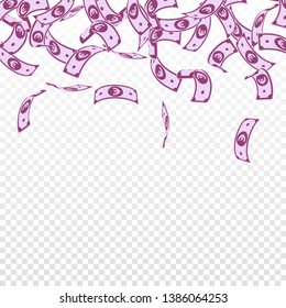 European Union Euro notes falling. Floating EUR bills on transparent background. Europe money. Appealing vector illustration. Exceptional jackpot, wealth or success concept.