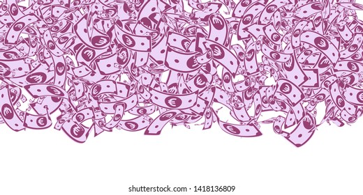 European Union Euro notes falling. Messy EUR bills on white background. Europe money. Astonishing vector illustration. Fair jackpot, wealth or success concept.