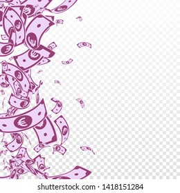 European Union Euro notes falling. Messy EUR bills on transparent background. Europe money. Appealing vector illustration. Charming jackpot, wealth or success concept.