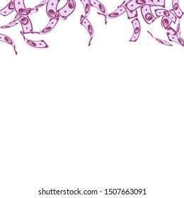 European Union Euro notes falling. Floating EUR bills on white background. Europe money. Amazing vector illustration. Enchanting jackpot, wealth or success concept.