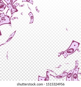 European Union Euro notes falling. Messy EUR bills on transparent background. Europe money. Amusing vector illustration. Worthy jackpot, wealth or success concept.
