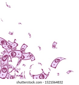 European Union Euro notes falling. Messy EUR bills on white background. Europe money. Appealing vector illustration. Good-looking jackpot, wealth or success concept.