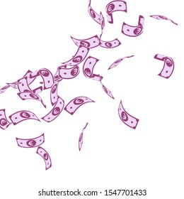 European Union Euro notes falling. Floating EUR bills on white background. Europe money. Amusing vector illustration. Fabulous jackpot, wealth or success concept.