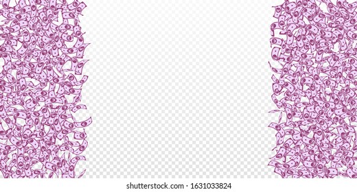 European Union Euro notes falling. Small EUR bills on transparent background. Europe money. Artistic vector illustration. Wonderful jackpot, wealth or success concept.