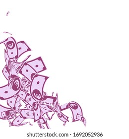 European Union Euro notes falling. Messy EUR bills on white background. Europe money. Amazing vector illustration. Posh jackpot, wealth or success concept.