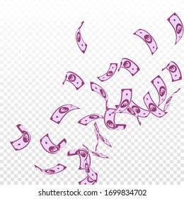 European Union Euro notes falling. Floating EUR bills on transparent background. Europe money. Amusing vector illustration. Grand jackpot, wealth or success concept.