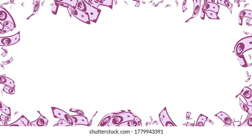 European Union Euro notes falling. Messy EUR bills on white background. Europe money. Artistic vector illustration. Sightly jackpot, wealth or success concept.