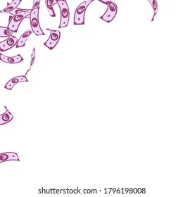 European Union Euro notes falling. Floating EUR bills on white background. Europe money. Amazing vector illustration. Amusing jackpot, wealth or success concept.