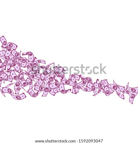 European Union Euro notes falling. Small EUR bills on white background. Europe money. Appealing vector illustration. Worthy jackpot, wealth or success concept.