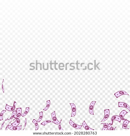 European Union Euro notes falling. Sparse EUR bills on transparent background. Europe money. Alluring vector illustration. Terrific jackpot, wealth or success concept.