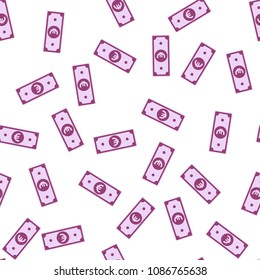 European Union Euro notes seamless pattern. Scattered EUR bills. Europe sparse flat money. Jackpot, wealth or success concept. Vector illustration.