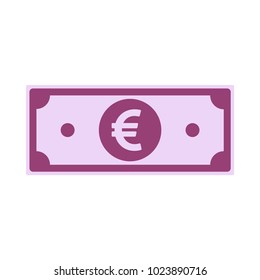 European Union Euro paper notes isolated on white background. EUR icon, cartoon imitation. Vector illustration.