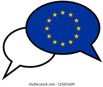  European Union / Euro zone flag on speaking bubble