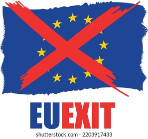 European Union Exit Symbol on white background for copy space