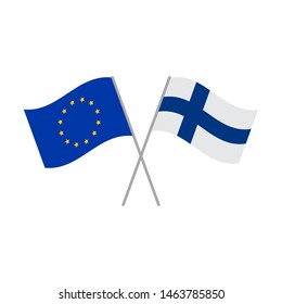 European Union and Finnish flags vector isolated on white background