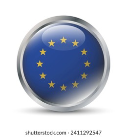 European Union Flag 3D Badge Illustration