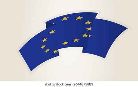 European Union Flag in Abstract Ribbon Shape, National Symbol of the European Union. This vector is ideal for use in national events, Independence Day, international sports competitions.