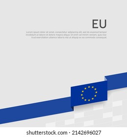 European union flag background. European union flag with blue ribbon on a white background. EU poster. Layout banner. Cover template. Vector simple flat design