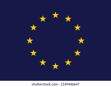 European Union flag background. Circle of 12 stars on blue background.