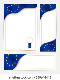 European union flag banners set.  Design templates for flayers, posters, certificates and documents