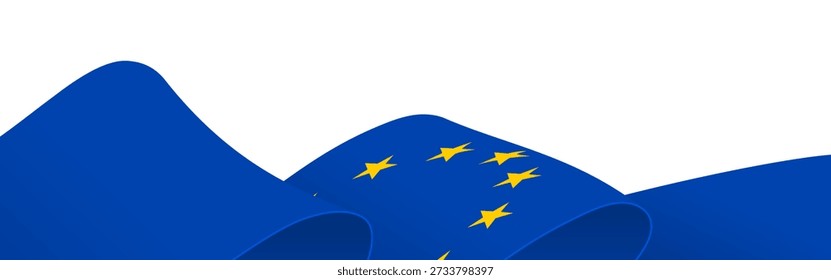 European Union flag border, EU background, waving flag