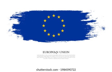 European Union flag brush concept. Flag of European Union grunge style banner background