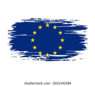 European Union flag brush grunge background. Vector illustration.