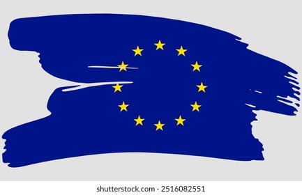 European Union flag brush paint texture. Grunge EU flag. Europa emblem brush concept