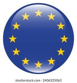 European Union flag. Button flag icon. Standard color. Circle icon flag. 3d illustration. Computer illustration. Digital illustration. Vector illustration.