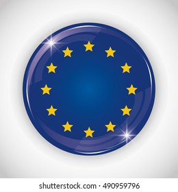 European union flag button icon. Europe nation and government theme. Colorful design. Vector illustration