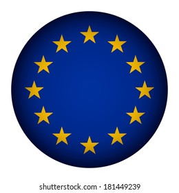 The European Union flag button on a white background. The colors of the original. Vector illustration.