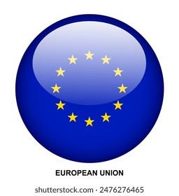 EUROPEAN UNION flag button on white background