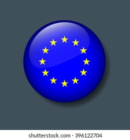 European Union FLAG,  Button, vector illustrator eps10
