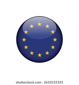European Union Flag Circle Button Vector Template