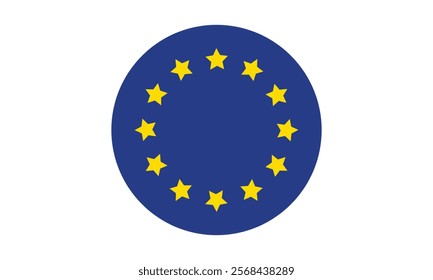 European union flag, European union flag circle transparent png. EU round blue flag with stars	
