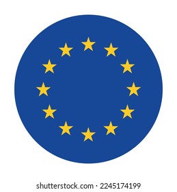 European union flag in the circle. Vector icon.