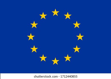 European Union flag. Circle of yellow stars over blue background. EU symbol, vector flag. Stars circle arrangement - Europe countries union sign.