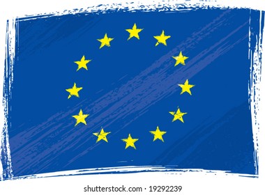 European Union flag created in grunge style