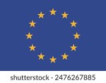 European Union flag. European flag. EU flag. Standard color. Standard size. A rectangular flag. Icon design. Computer illustration. Digital illustration. Vector illustration.