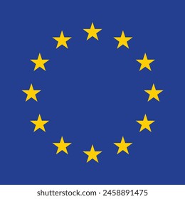 European Union Flag, Europe country national. Blue Background with Yellow Stars. Vector