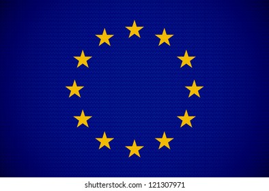 European union flag with fabric texture. EPS10 vector.